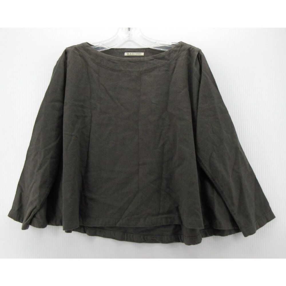 Black Crane Top XS Wool Blend Oversized Crop Pullover Lagenlook USA